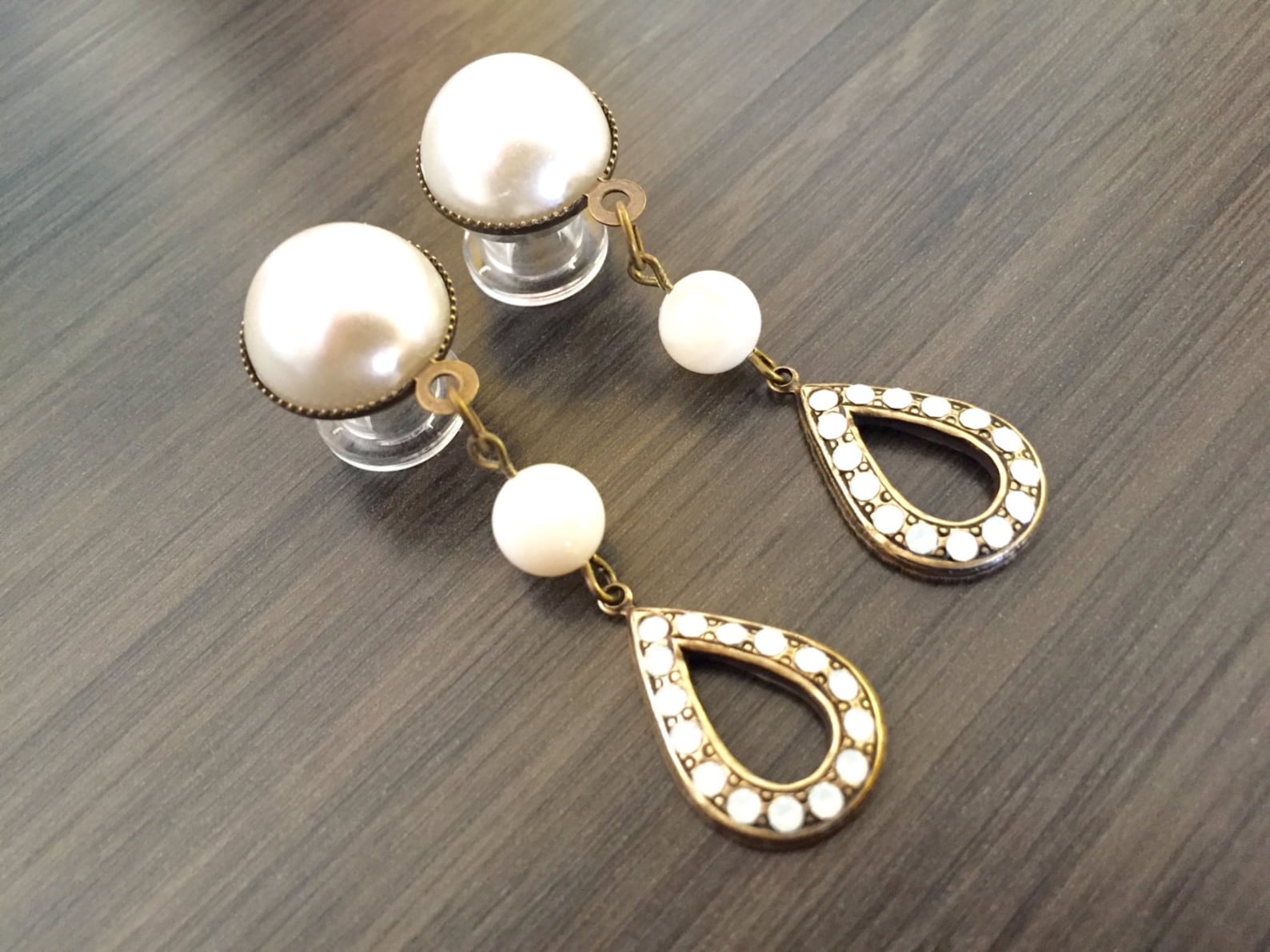 000g Wedding Gauges 00g 10mm Dangle Plugs Bridal Gauges Ivory Etsy