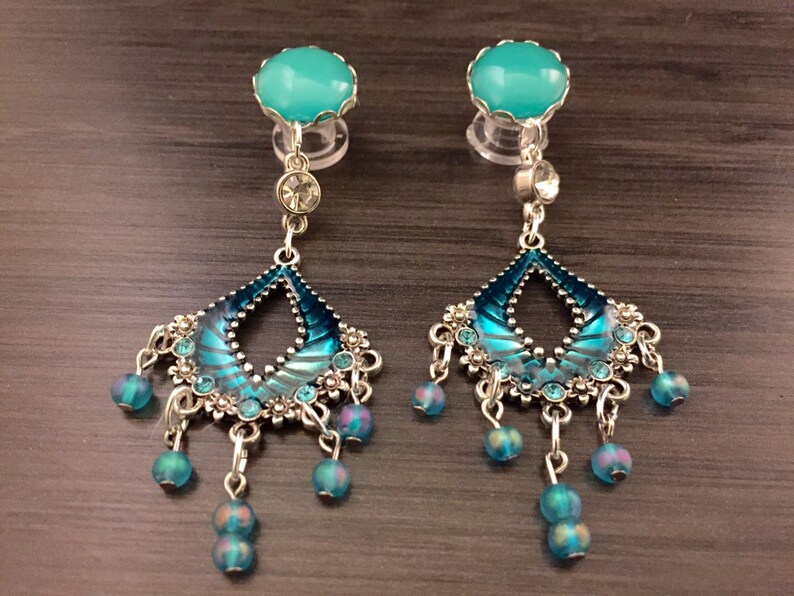 Blue Turquoise Gauges 8mm 0g Dangle Plugs 2g 4g 6g 00g Ear Etsy