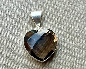 Unique Smoky Quartz Pendant, Handmade Pendant, Statement Pendant, Heart Shape Pendant, 925 Sterling Silver Pendant
