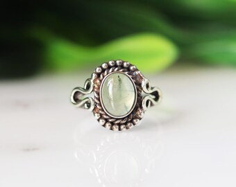 Timeless Prehnite Ring, Oval Stone, 925 Sterling Silver Ring, Handmade Jewelry, Designer Band