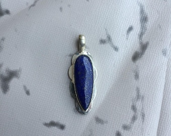 Stylish Lapis Lazuli Pendant, Handmade Jewelry, 925 Sterling Silver Pendant, Pear Stone