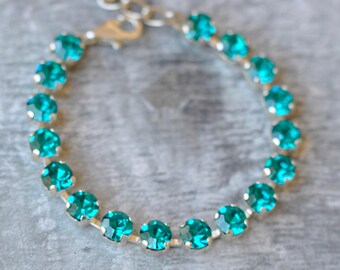 Blue Zircon Bracelet 14k /& Sterling Silver Genuine Blue Stone 8\u201d Link Bracelet 1930s
