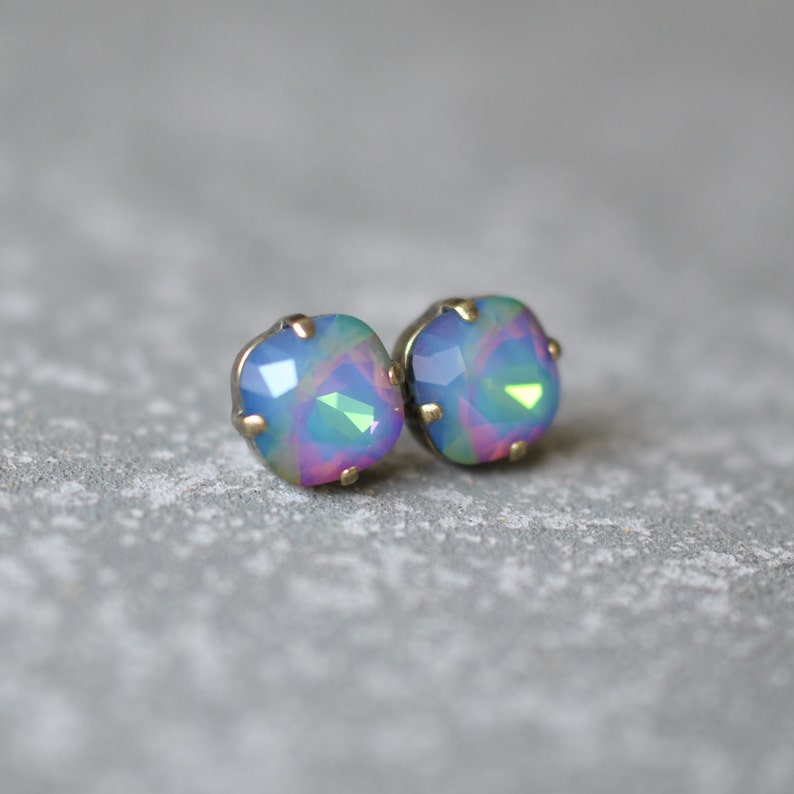 Opal Rainbow Earrings Swarovski Crystal Rare White Opal Jewel | Etsy