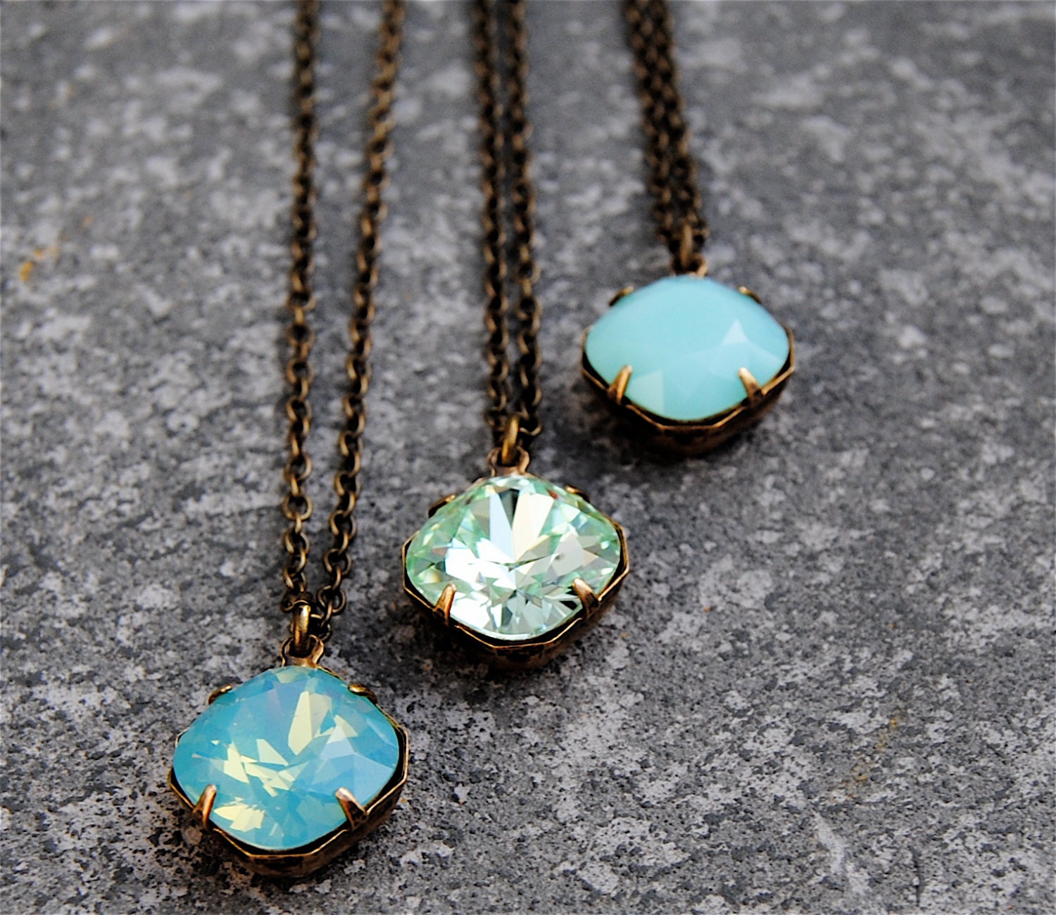 Mint Necklace Green Small Pendant Necklace Bridesmaid Necklace Etsy