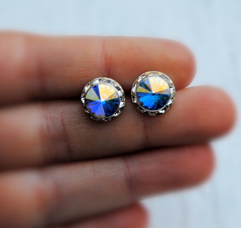 Aurora Borealis Swarovski Stud Earrings Small Sugar