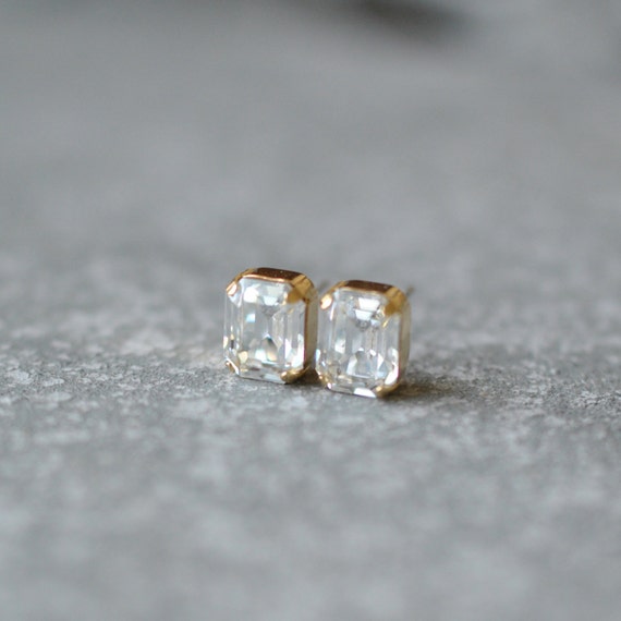 Clear Crystal Diamond Bridal Earrings Bride Swarovski Crystal | Etsy