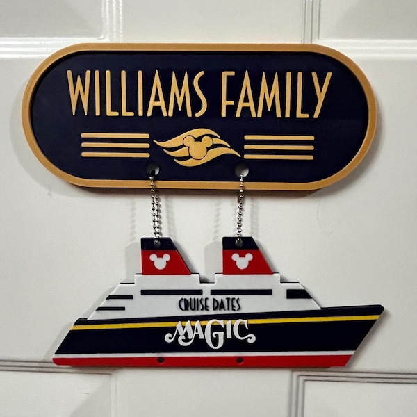 Disney Cruise Line Inspired Cruise Sailing History Set – Personalized Royal Suite Plaque & Ship Magnet