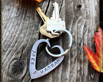 FORGED HEART KEYCHAIN - 6th (Iron) Wedding Anniversary Gift Idea Wife Gifts Girlfriend Couple Hand Made Personalized Option