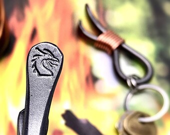 DRAGON HEAD Keychain Bottle Opener -  Personalized Option Available - Original Design Hand Forged and Signed by Naz - Dragons