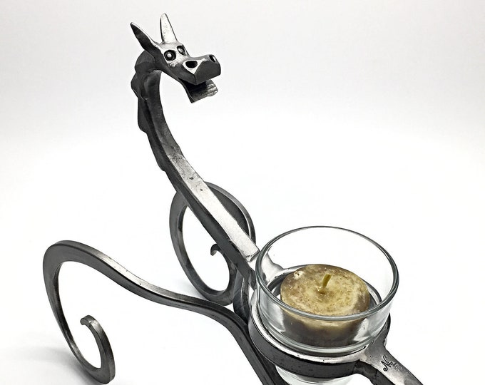 DRAGON CANDLE HOLDER Hand and Signed by Artist Blacksmith Naz