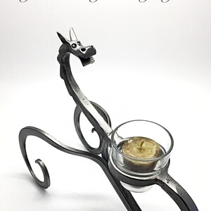 DRAGON CANDLE HOLDER Hand Forged and Signed by Artist Blacksmith Naz - Table Top Candles - Dragons - Original & Unique Gift Idea - Wedding