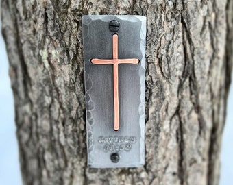 CHRISTIAN CROSS  Wall Fixture - by Blacksmith Naz  - Gift Idea for Wedding, Baptism, 1st Communion, Confirmation, Can be personalized