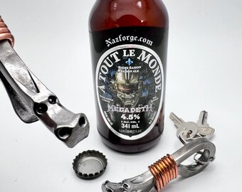 Keychain & Bottle Opener Forged Dragon - Original Design Hand Forged by Blacksmith Naz - Gift Idea for Men or Women