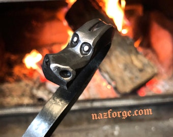 FIRE POKER Forged Dragon - Custom Fireplace  Accessory Tool  Hand Made by Blacksmith Naz, Forged in Fire - 6th Anniversary Iron Gift Idea
