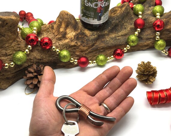STOCKING STUFFER for MEN -  Stuffings - Keychain Bottle Opener -  Personalized Option Available - Christmas Gift Idea for Man Forged by Naz