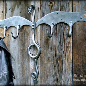 FORGED DRAGON COAT Rack by Naz - Hand Made by Blacksmith - Unique Gift Idea - Dragons - Hooks - Hanger - Medieval Metal Art Castle Furniture