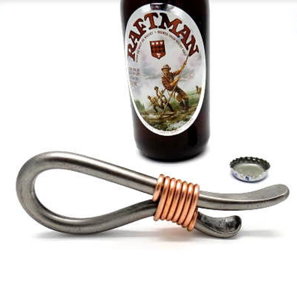 BOTTLE OPENER Hand Forged Iron Anniversary Gift for Him, Men -Beer Enthousiast Man -Custom Personalized Option Available -6th Wedding -Naz