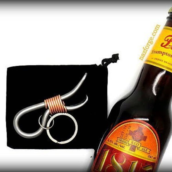 MINI KEYCHAIN Bottle Opener -  Personalization Option Available - Hand Forged and Signed by Blacksmith Naz Gift Idea for Men Husband Brother