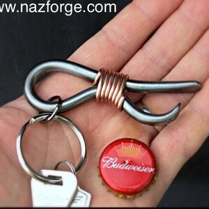 MINI KEYCHAIN Bottle Opener Personalized Option Available EDC Key Organiser Hand Forged Every Day Carry Original Design by Naz Forge image 3