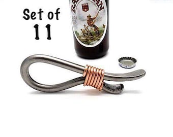 SET OF 11 Bottle Openers Groomsmen Gifts, Employee Appreciation, Corporate Gifts, Teammates, Men Party Gifts, Can be Personalized -Naz Forge