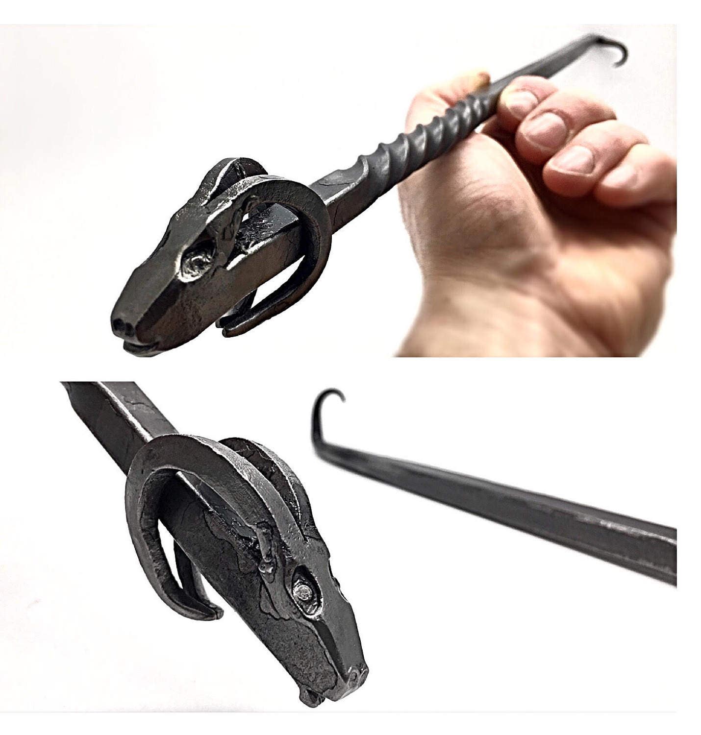 BBQ TOOL Steak Flipper with Bottle Opener Ram Head with Twisted