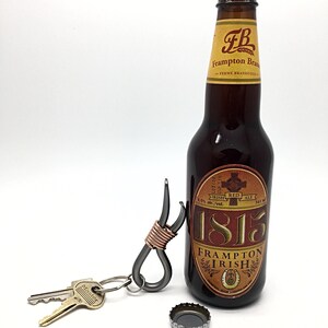 MINI KEYCHAIN Bottle Opener Personalization Option Available Hand Forged and Signed by Blacksmith Naz Gift Idea for Men Husband Brother image 9