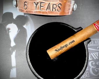 6th Anniversary Iron Cigar Ashtray Gift - Cast Iron Smoker Accessory