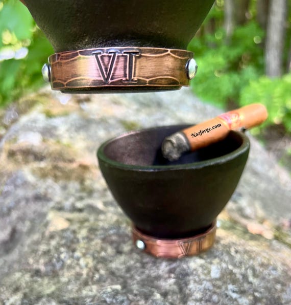 6th Year Iron Anniversary Gift Cigar Ashtray for Husband - 3.75 inches Round -  Cast Iron Stogie Smoke Accessory, Cigarette or Piper Smoker