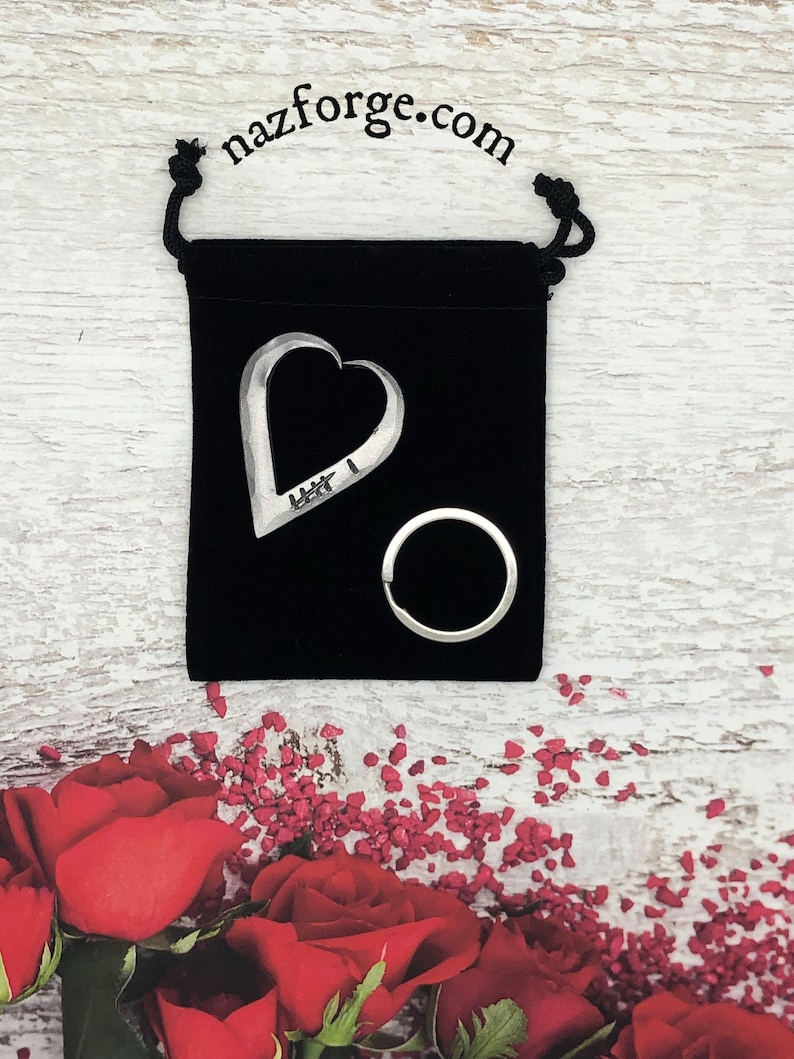 6th Year Wedding Anniversary 6 Tally Marks Iron Keychain Gift Idea for Wife or Husband-Hand Forged Heart for Him or Her-Wedding Themes Sixth image 7