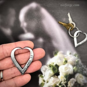 12th Year Wedding Anniversary, Twelve Tally Marks Iron Keychain Gift Idea for any 12th Anniversary Celebration - Forged Heart for Him or Her