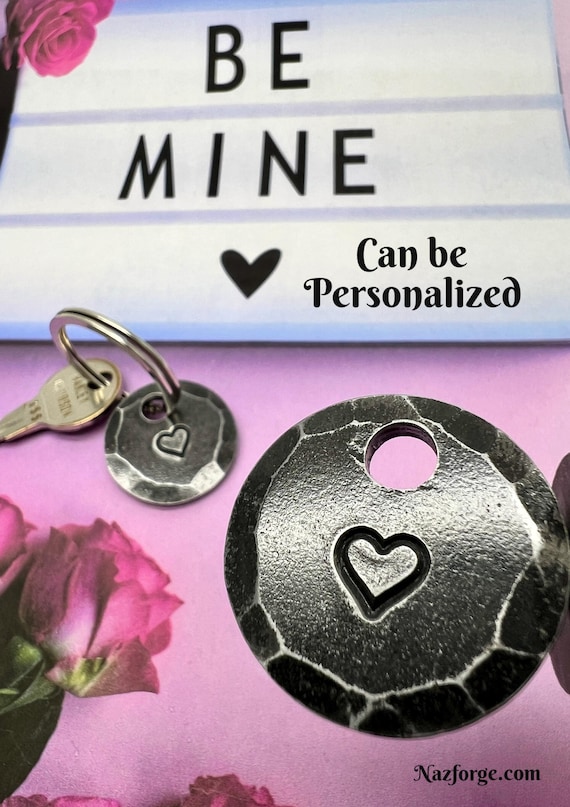 VALENTINES KEYCHAIN -Handmade in Iron, Personalization Option Available - Gift for Her Him Girlfriend Boyfriend Husband Wife