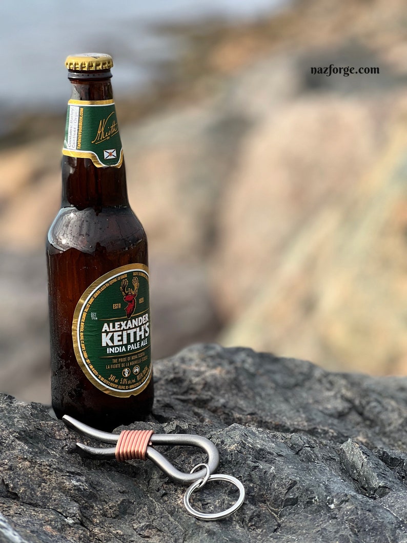 MINI KEYCHAIN Bottle Opener Personalized Option Available EDC Key Organiser Hand Forged Every Day Carry Original Design by Naz Forge image 2