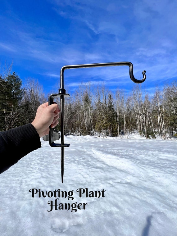 Pivoting Plant Hanger - Hand Forged for Inside Use - Wall Hanging Hook