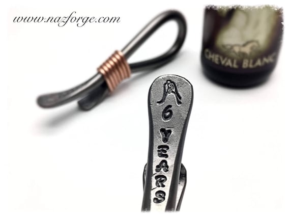 6th Year Iron Wedding Anniversary Gift Bottle Opener - 6 Years Bride & Groom - For Couple - 6 Sixth - Weddings - Metal Steel Hand Forged Naz