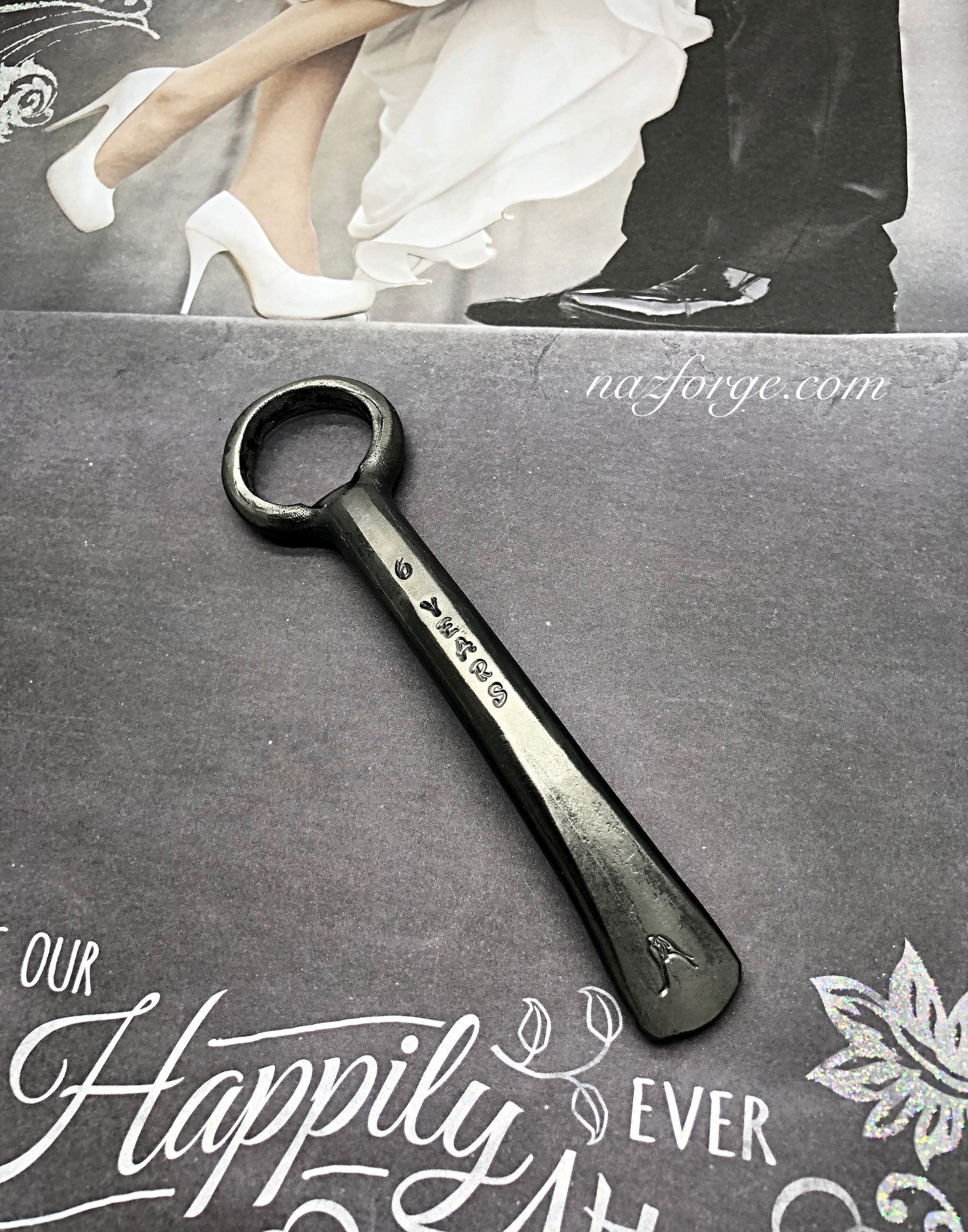 6th Year Iron Wedding Anniversary Gift Bottle Opener 6