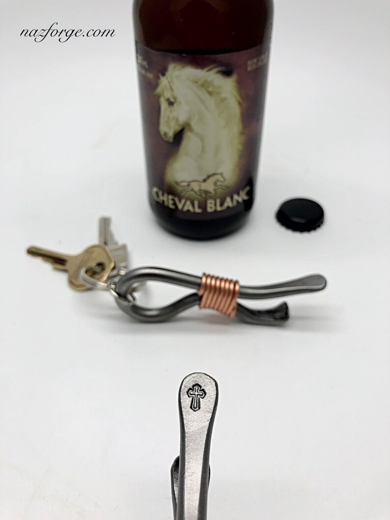 CHRISTIAN CROSS Keychain Bottle Opener Personalized Option Available Original Design by Naz Gift for Man Faith Based Gift for Men image 9