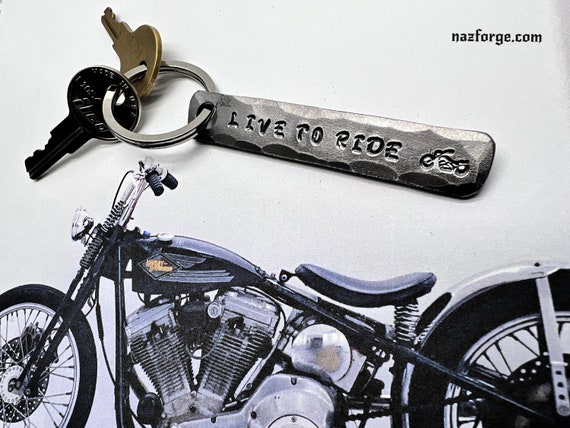 MOTORCYCLE CUSTOM BIKER Keychain - Personalized Option Available  - Gift for Him or Her Riders - Hand Made Bike Riding Iron Gift
