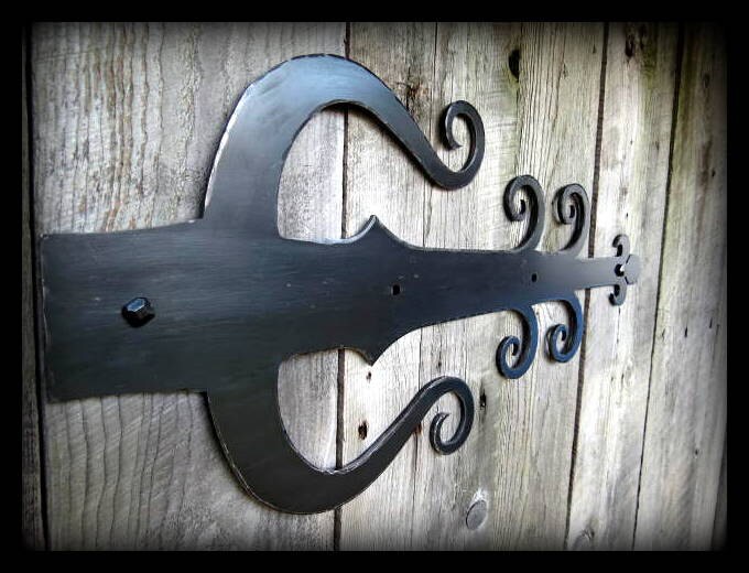 DOOR HINGE FRONTS Pair of Decorative (False) Door Hinges Made from Cut Steel (Not Cast) X