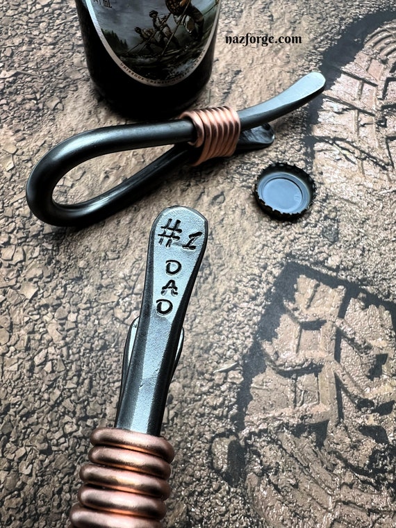 Dad Gift Bottle Opener - Hand Forged Birthday Anniversary Present for your Father, Father in Law, Husband, Adoptive Father, Father's Day