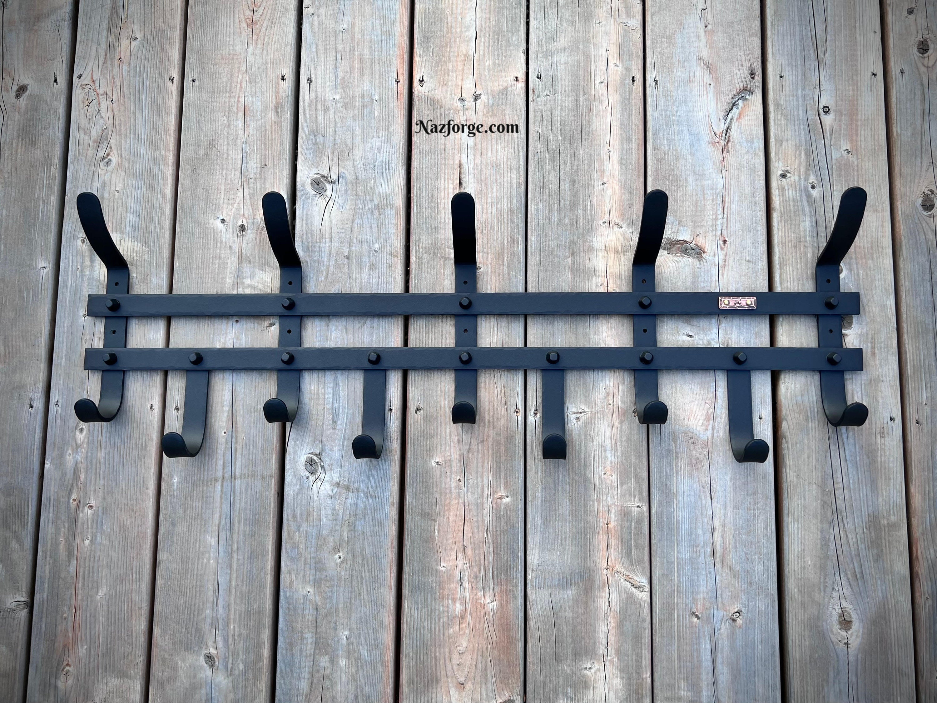 IRON COAT RACK Treated With Flat Black Powder Coat hand Forged by a  Blacksmith Rustic Hooks by Naz Forge 