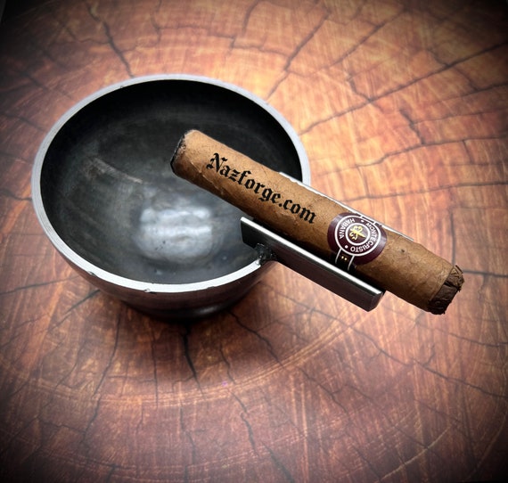 Iron Cigar Ashtray - 4 inches Round- Man Made for Men - Metal Stogie Smoke Accessory - Minimalist Cigar Smoker Gift Idea