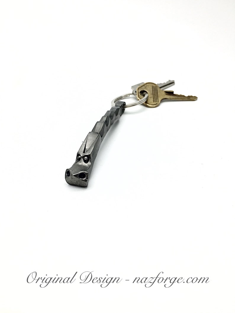DRAGON KEYCHAIN Hand Forged and signed by BLACKSMITH Naz Personalization Option Available image 1