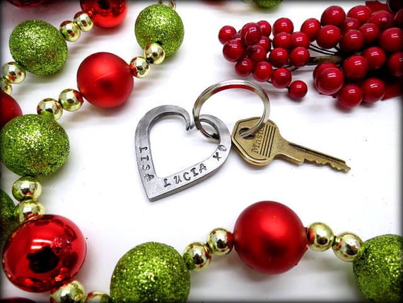 FORGED HEART KEYCHAIN Christmas Stocking Stuffer Gift Idea - Personalized Option Available - Custom Gifts  - x-mas present - by Naz Forge
