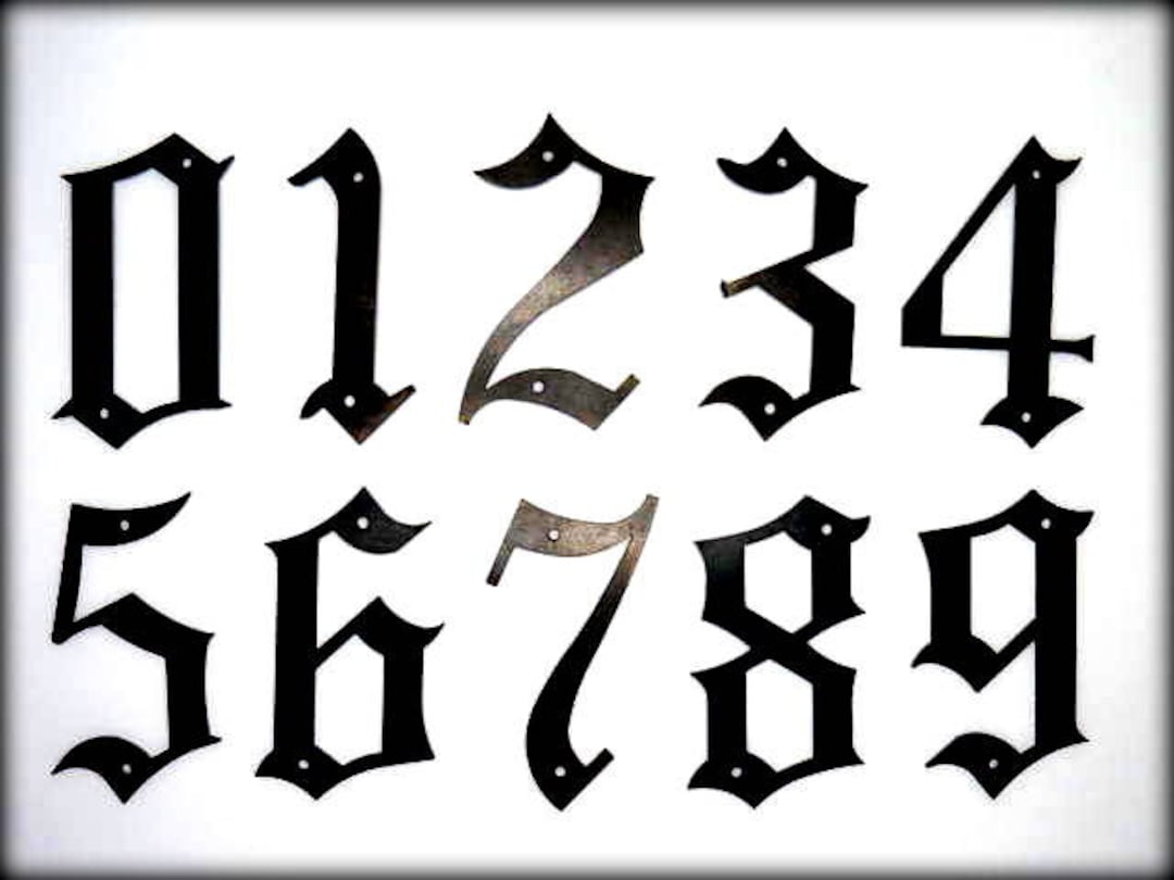 5 METAL HOUSE NUMBERS , Old English Style 5 Inches High Outside Home