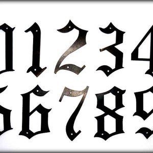 5" METAL HOUSE NUMBERS , Old English Style - 5 Inches High - Outside Home Decor Blackletter Font Address Street House or Apartment Numbers