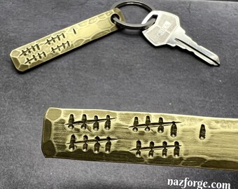Brass 21st Wedding Anniversary Tally Bars Keychain Gift Idea for Wife or Husband - 21 Years - Wedding Themes Twenty First for Him or Her