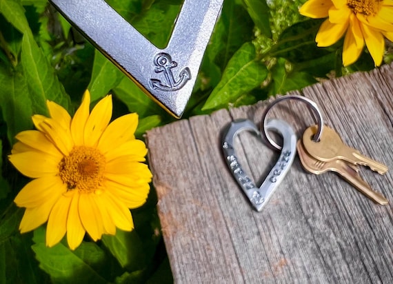 Heart & Anchor Keychain  - Hand Made Gift Idea for Marine Corps, Boat Captain , Skipper  Pilot Pirate Shipmate Seafarer Seamen Bluejacket