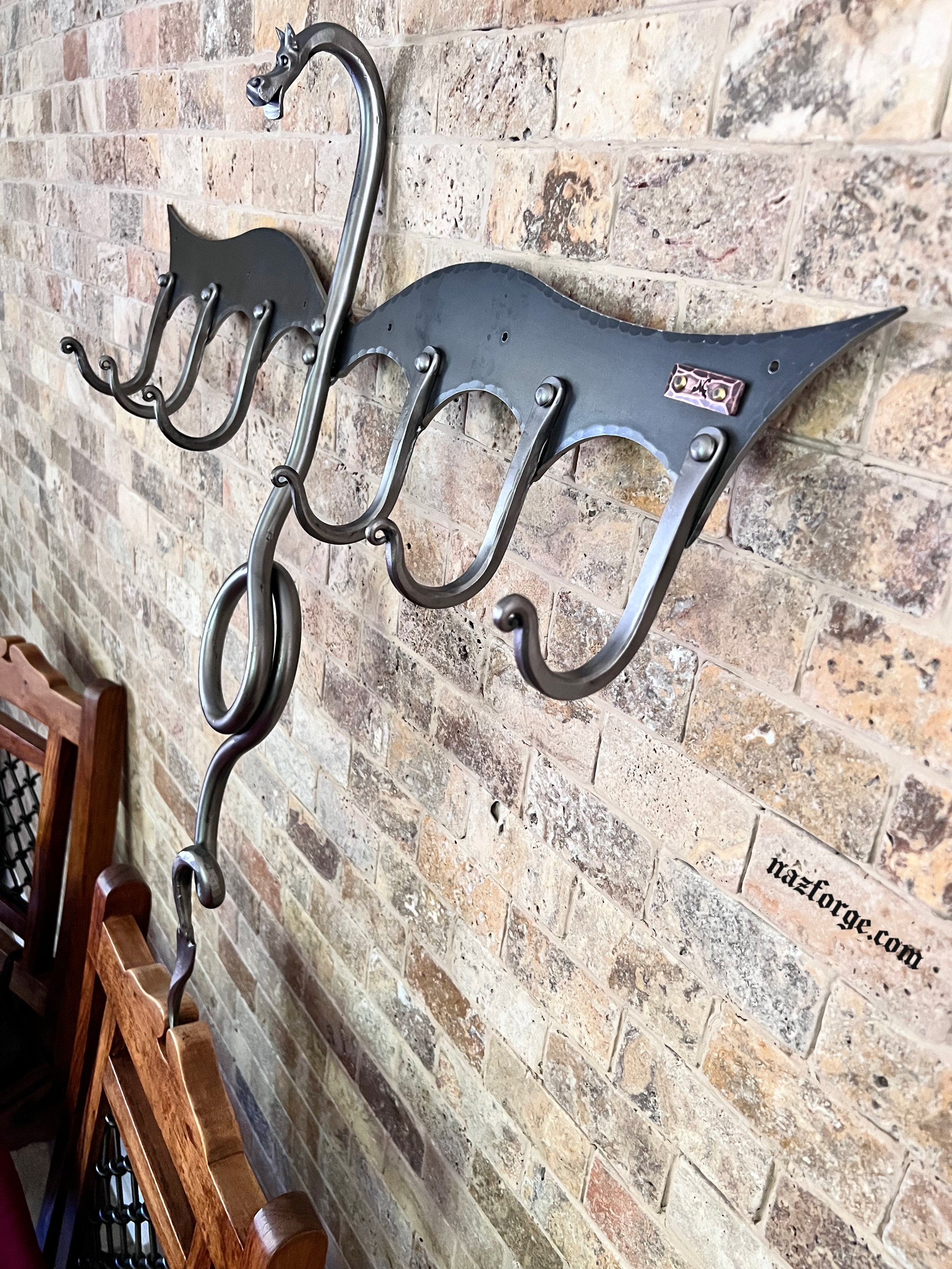 FORGED DRAGON COAT Rack by Naz - Hand Made by Blacksmith - Unique