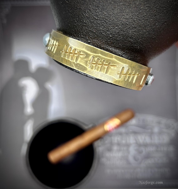 21st Brass  Wedding Anniversary Gift Cigar Ashtray for Husband - 3.75 inches Round -Cast Iron Stogie Smoke Accessory,Cigarette & Pipe Smoker