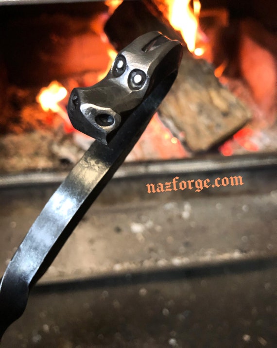 FIRE POKER Forged Dragon - Custom Fireplace  Accessory Tool  Hand Made by Blacksmith Naz, Forged in Fire - 6th Anniversary Iron Gift Idea